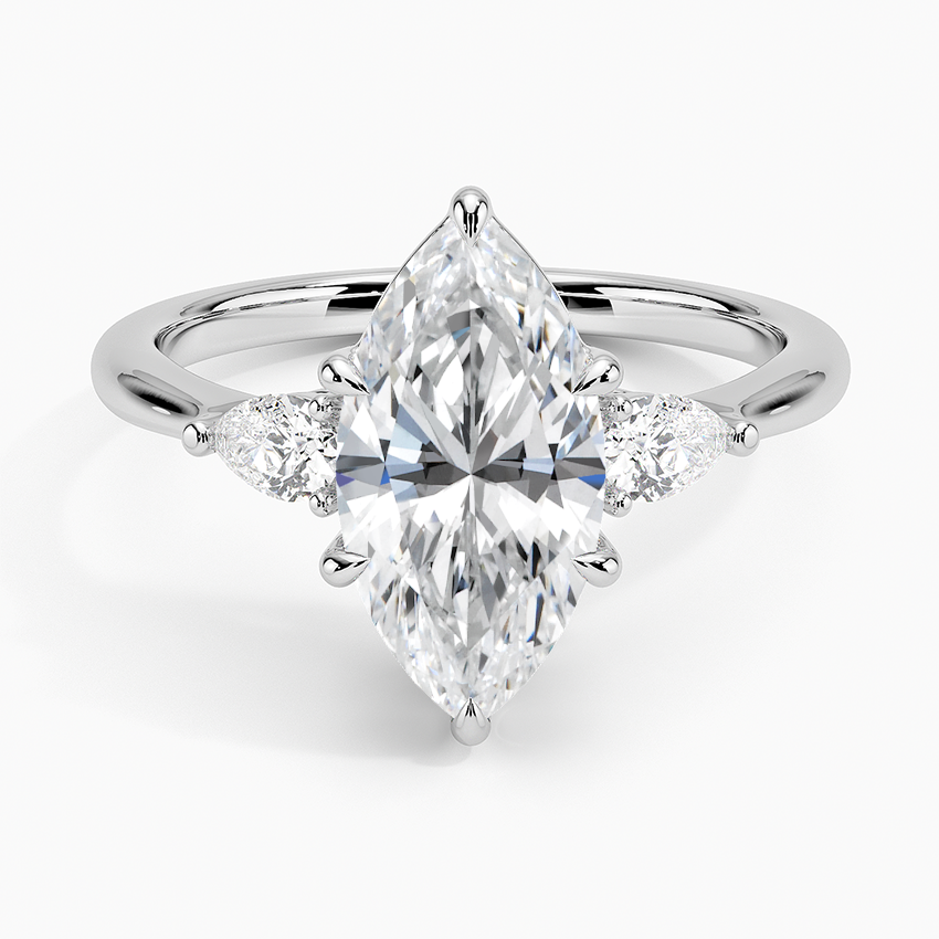Pear Cut Three Stone Moissanite Engagement Ring-VOOGME