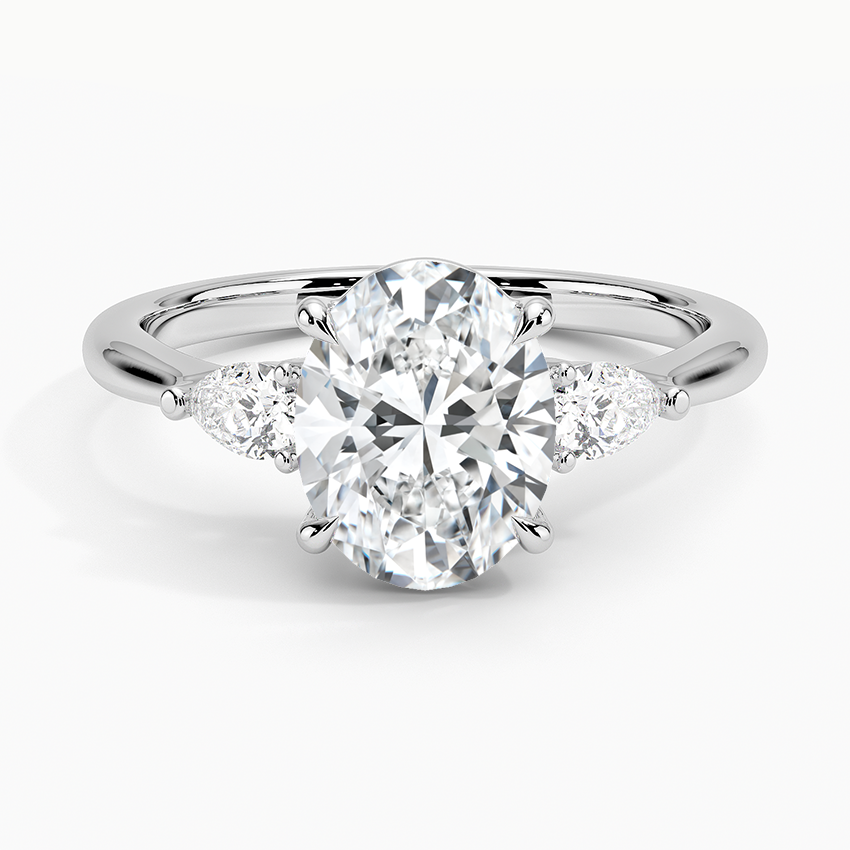 Pear Cut Three Stone Moissanite Engagement Ring-VOOGME
