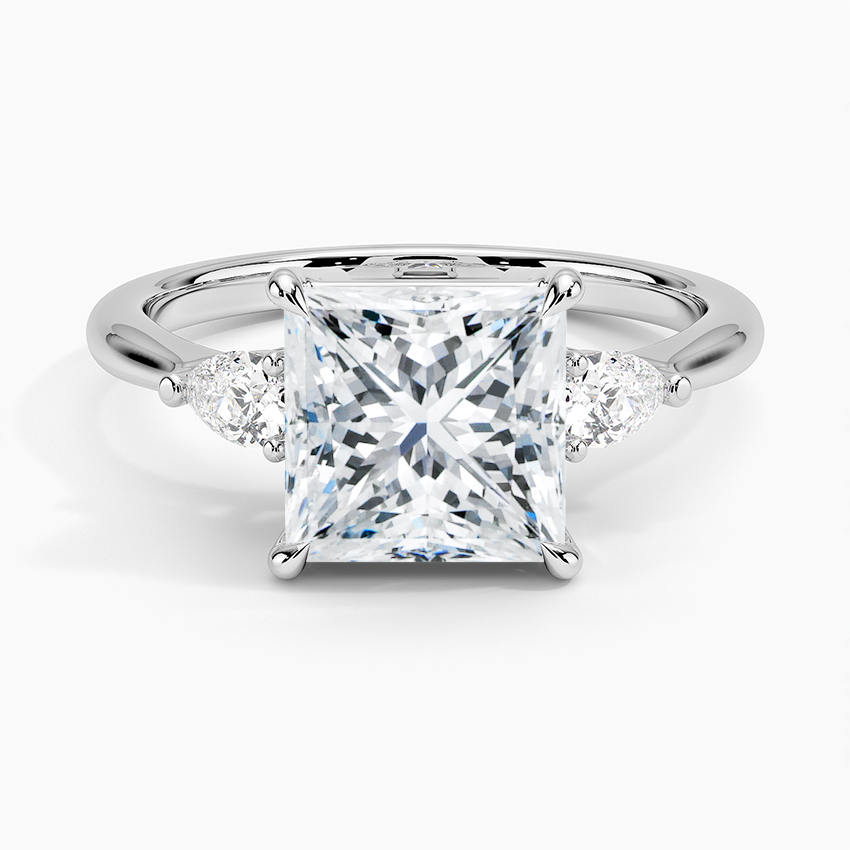 Pear Cut Three Stone Moissanite Engagement Ring-VOOGME
