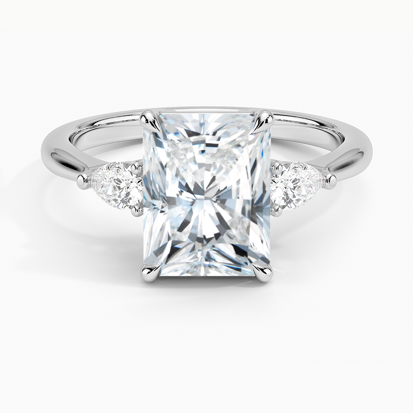 Pear Cut Three Stone Moissanite Engagement Ring-VOOGME