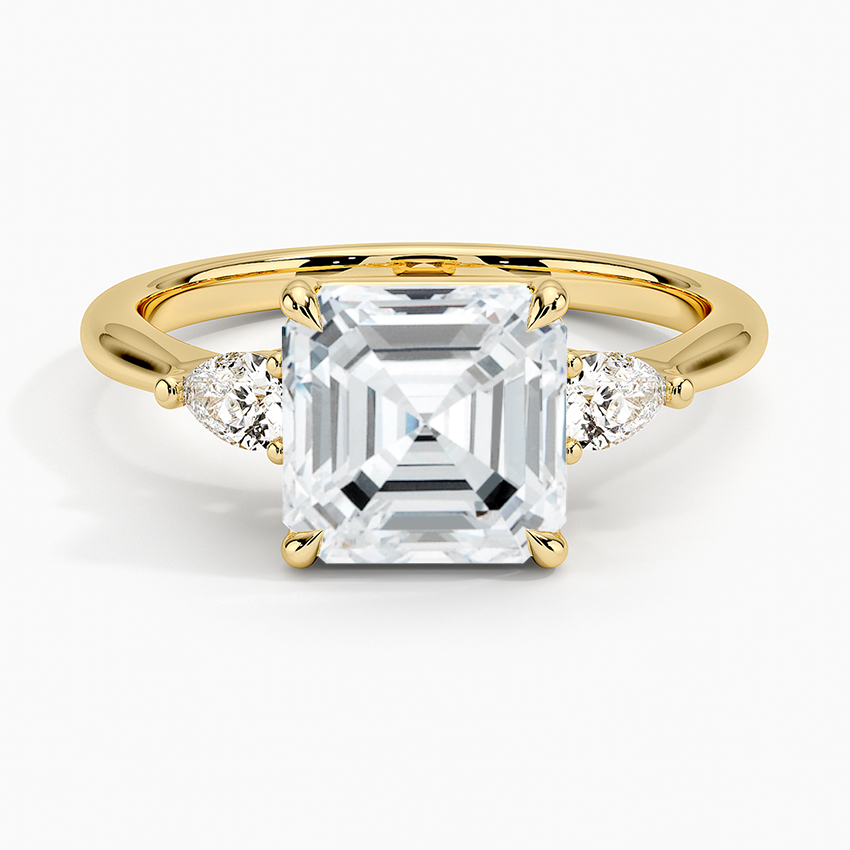 Pear Cut Three Stone Moissanite Engagement Ring-VOOGME
