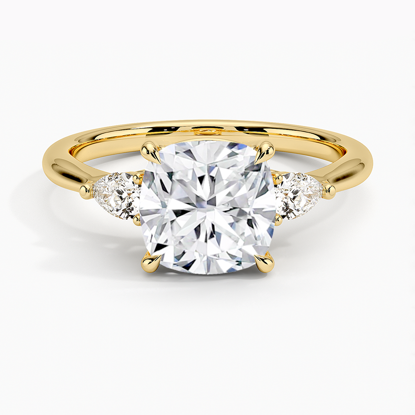 Pear Cut Three Stone Moissanite Engagement Ring-VOOGME