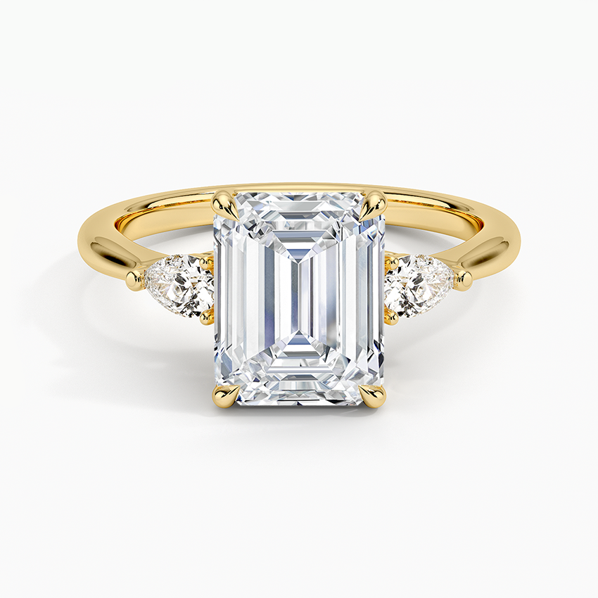 Pear Cut Three Stone Moissanite Engagement Ring-VOOGME