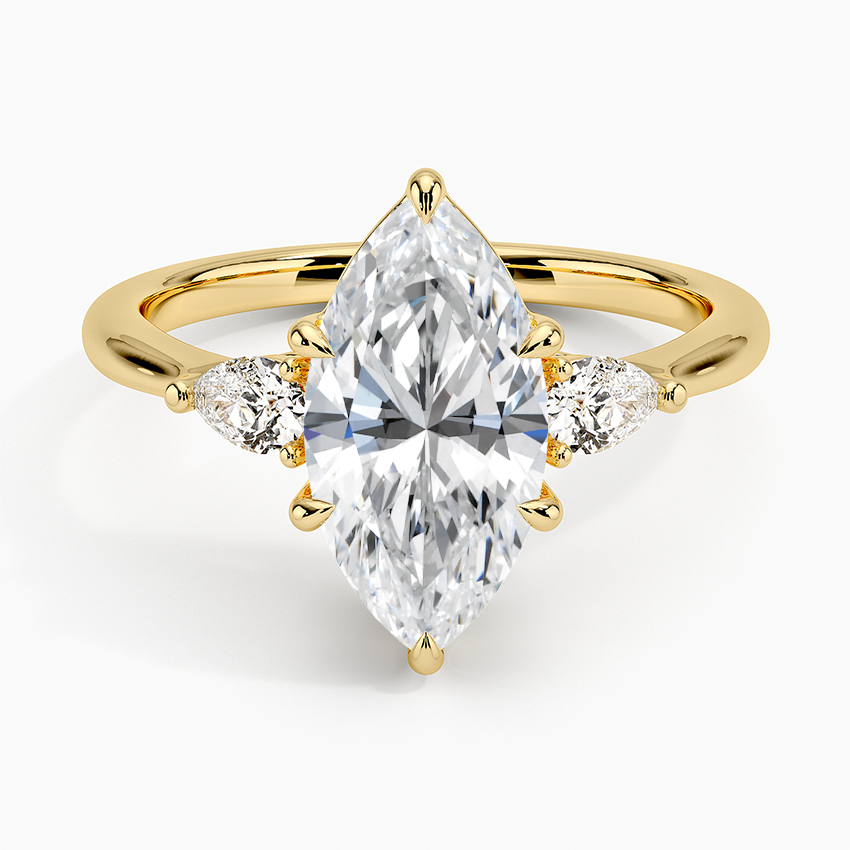 Pear Cut Three Stone Moissanite Engagement Ring-VOOGME