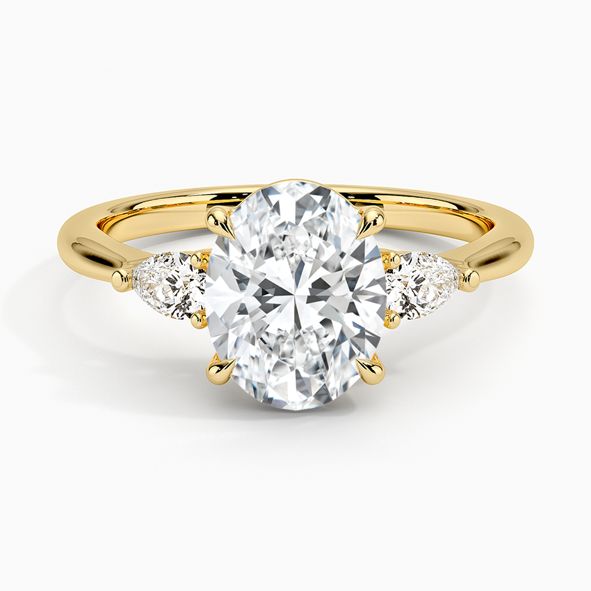 Pear Cut Three Stone Moissanite Engagement Ring-VOOGME