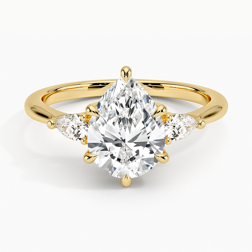 Pear Cut Three Stone Moissanite Engagement Ring-VOOGME