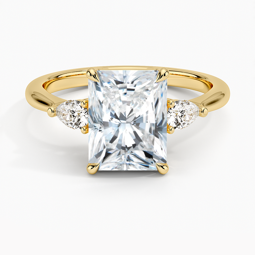 Pear Cut Three Stone Moissanite Engagement Ring-VOOGME