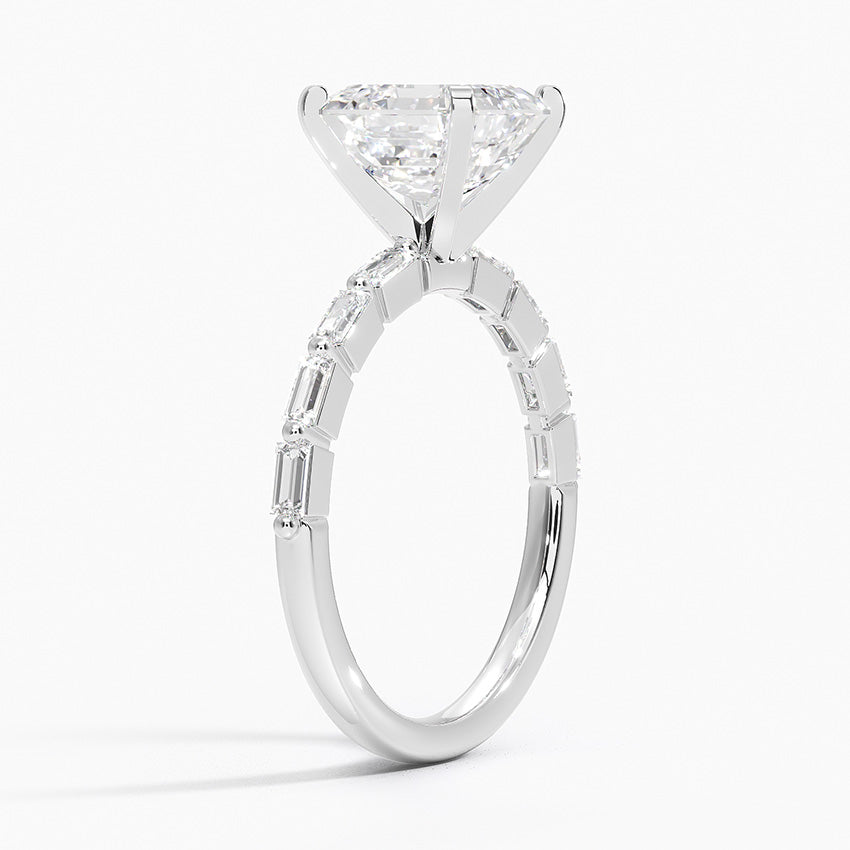 Luz Baguette Mixed Metal Moissanite Engagement Ring-VOOGME