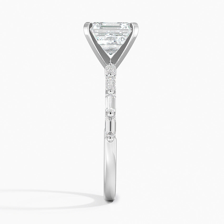 Luz Baguette Mixed Metal Moissanite Engagement Ring-VOOGME