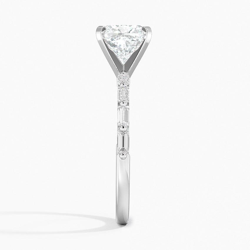 Luz Baguette Mixed Metal Moissanite Engagement Ring-VOOGME