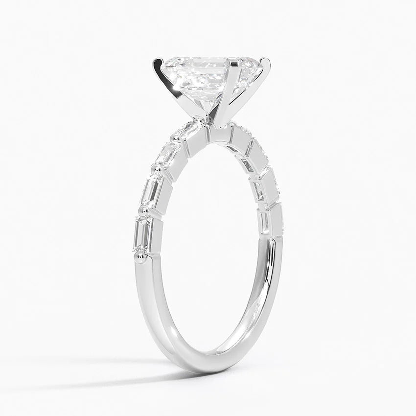Luz Baguette Mixed Metal Moissanite Engagement Ring-VOOGME