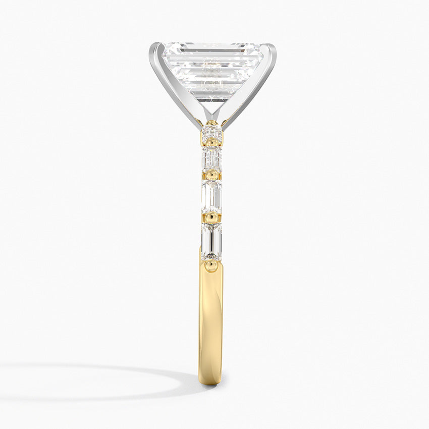 Luz Baguette Mixed Metal Moissanite Engagement Ring-VOOGME