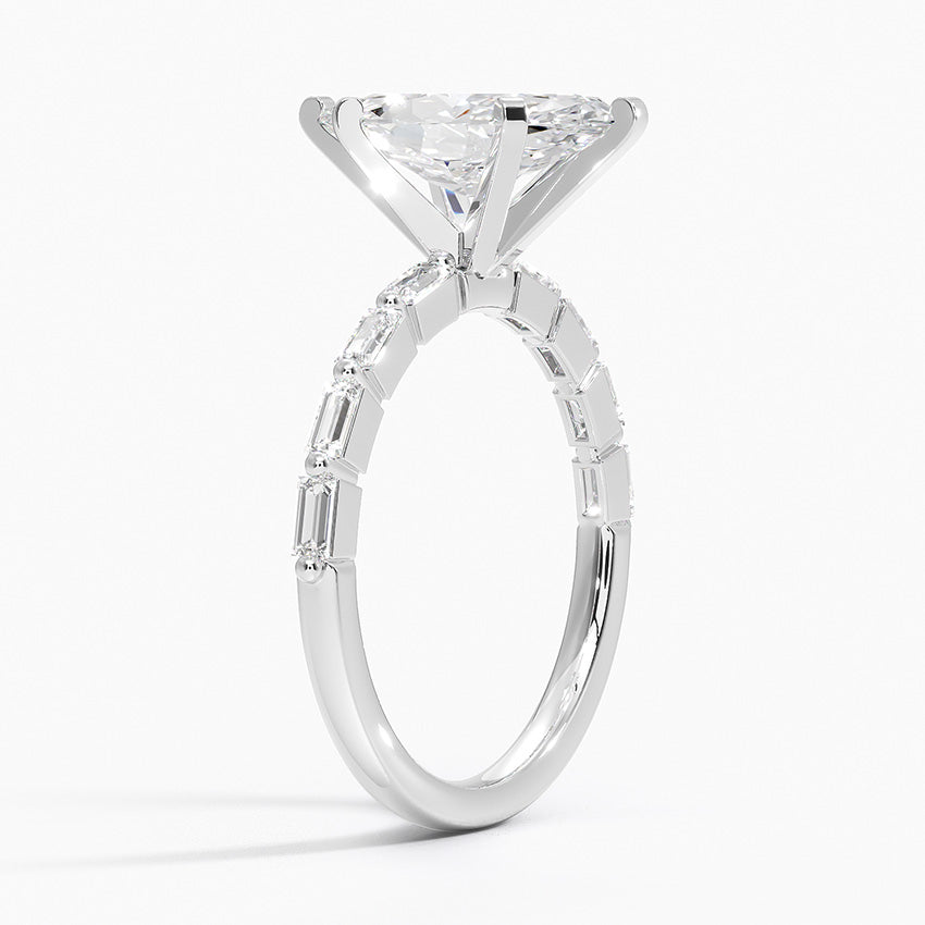 Luz Baguette Mixed Metal Moissanite Engagement Ring-VOOGME