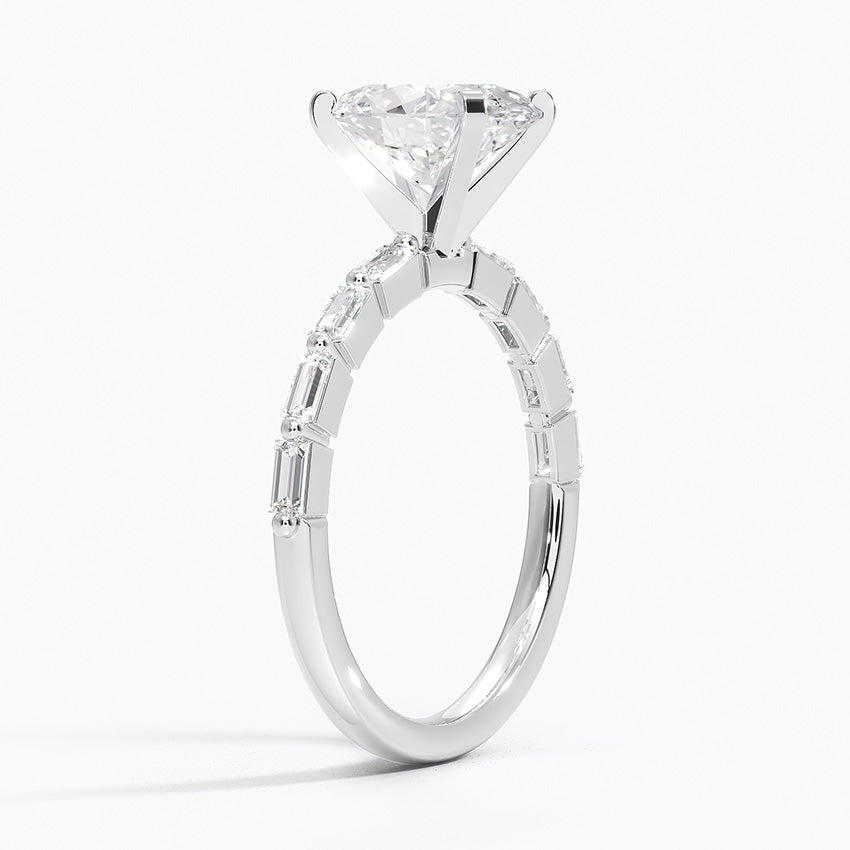 Luz Baguette Mixed Metal Moissanite Engagement Ring-VOOGME