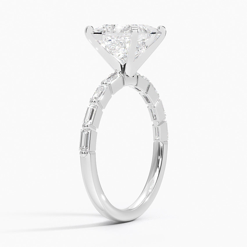 Luz Baguette Mixed Metal Moissanite Engagement Ring-VOOGME
