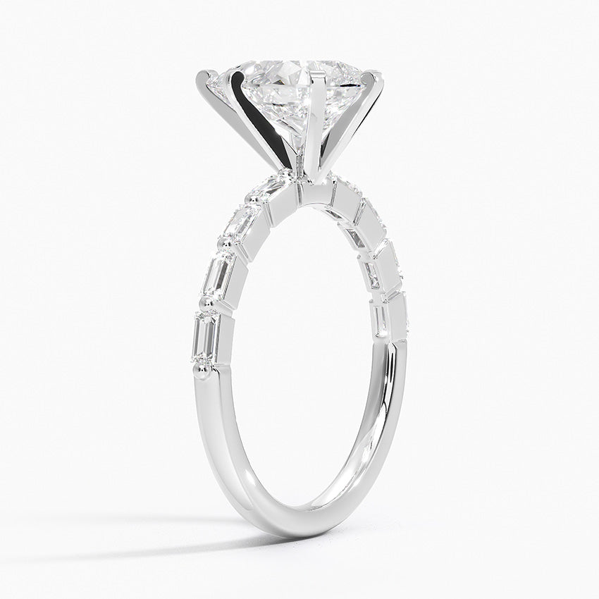 Luz Baguette Mixed Metal Moissanite Engagement Ring-VOOGME