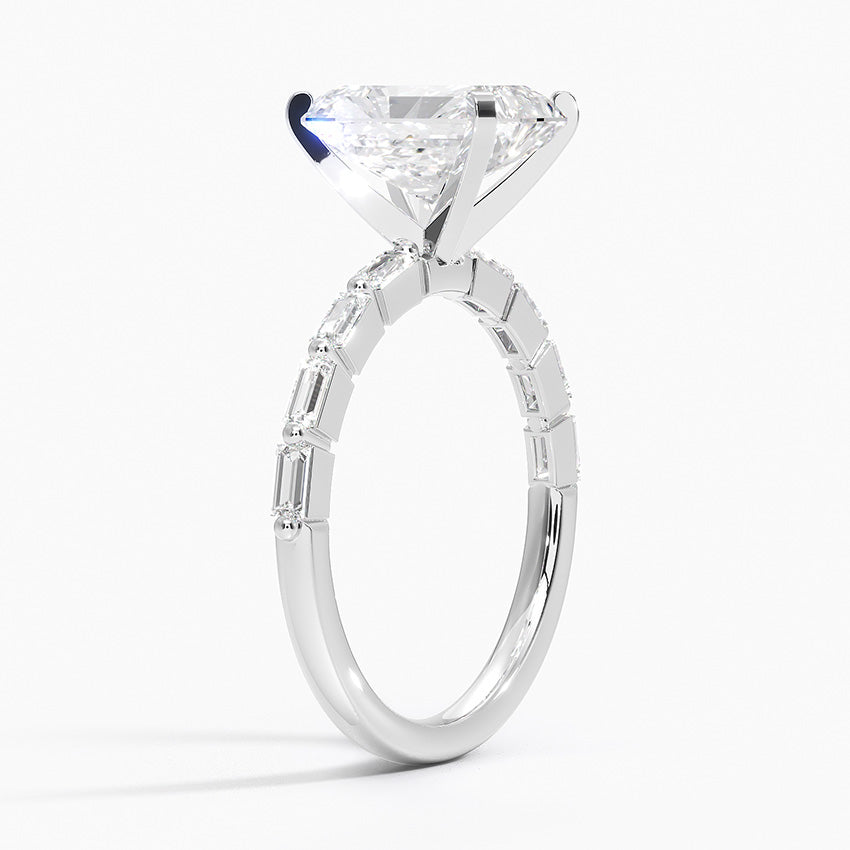 Luz Baguette Mixed Metal Moissanite Engagement Ring-VOOGME