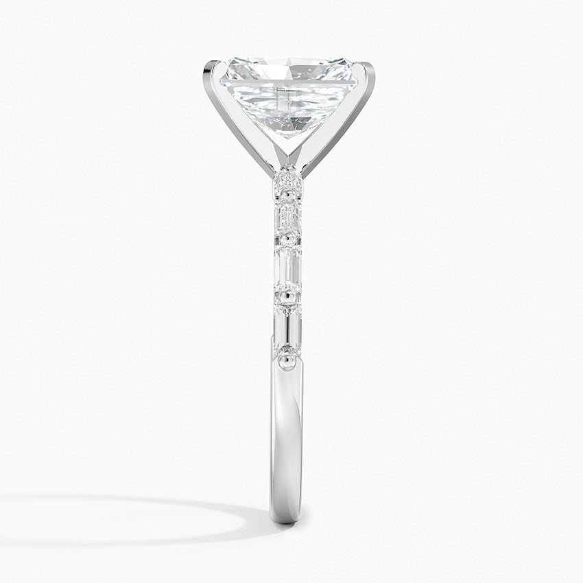 Luz Baguette Mixed Metal Moissanite Engagement Ring-VOOGME