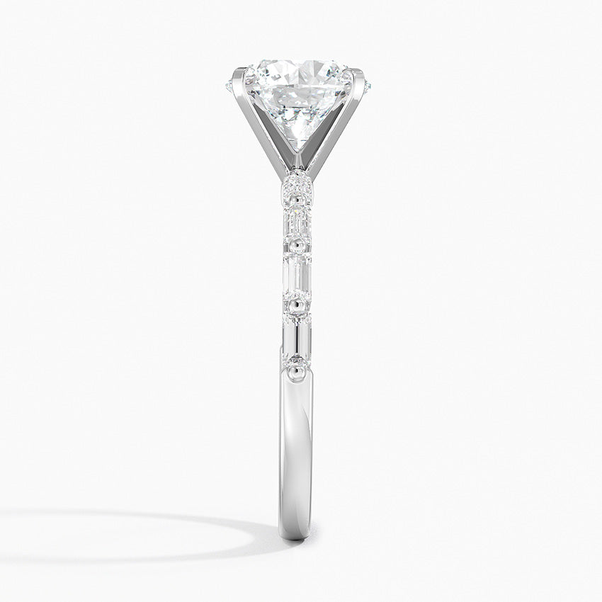 Luz Baguette Mixed Metal Moissanite Engagement Ring-VOOGME