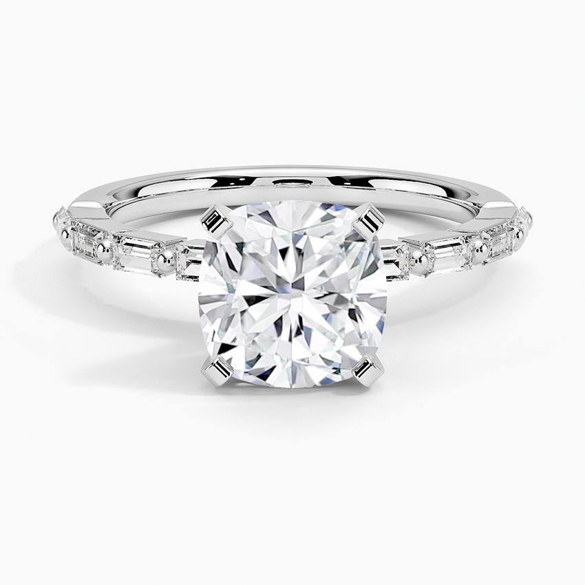 Luz Baguette Mixed Metal Moissanite Engagement Ring-VOOGME