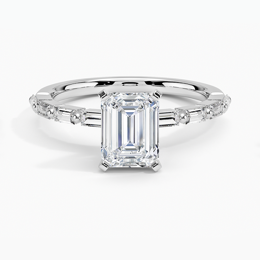 Luz Baguette Mixed Metal Moissanite Engagement Ring-VOOGME