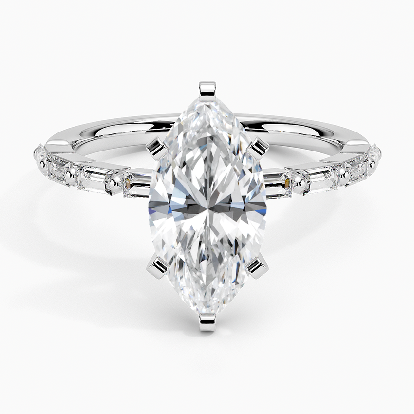 Luz Baguette Mixed Metal Moissanite Engagement Ring-VOOGME