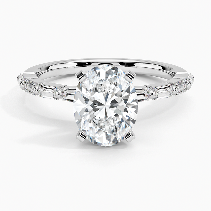 Luz Baguette Mixed Metal Moissanite Engagement Ring-VOOGME
