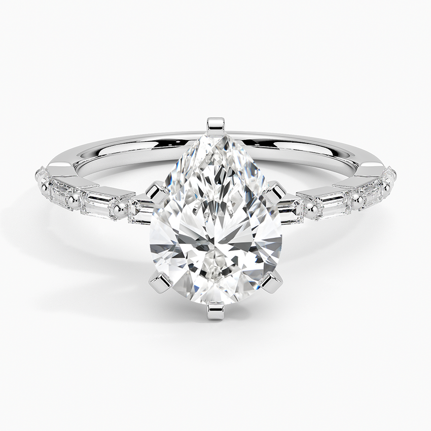 Luz Baguette Mixed Metal Moissanite Engagement Ring-VOOGME