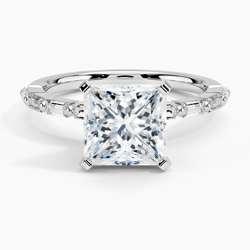 Luz Baguette Mixed Metal Moissanite Engagement Ring-VOOGME