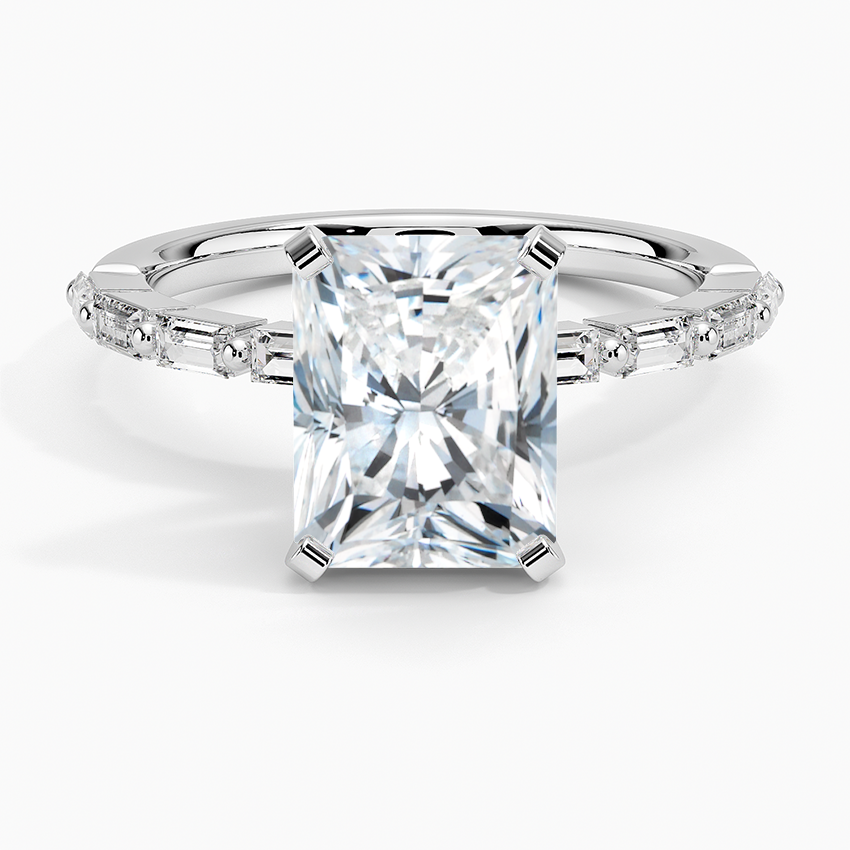 Luz Baguette Mixed Metal Moissanite Engagement Ring-VOOGME