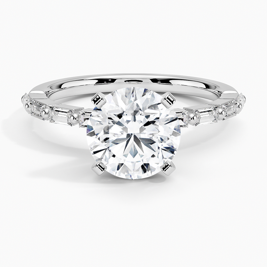 Luz Baguette Mixed Metal Moissanite Engagement Ring-VOOGME