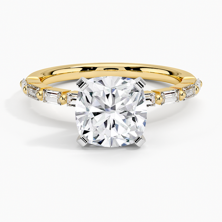 Luz Baguette Mixed Metal Moissanite Engagement Ring-VOOGME