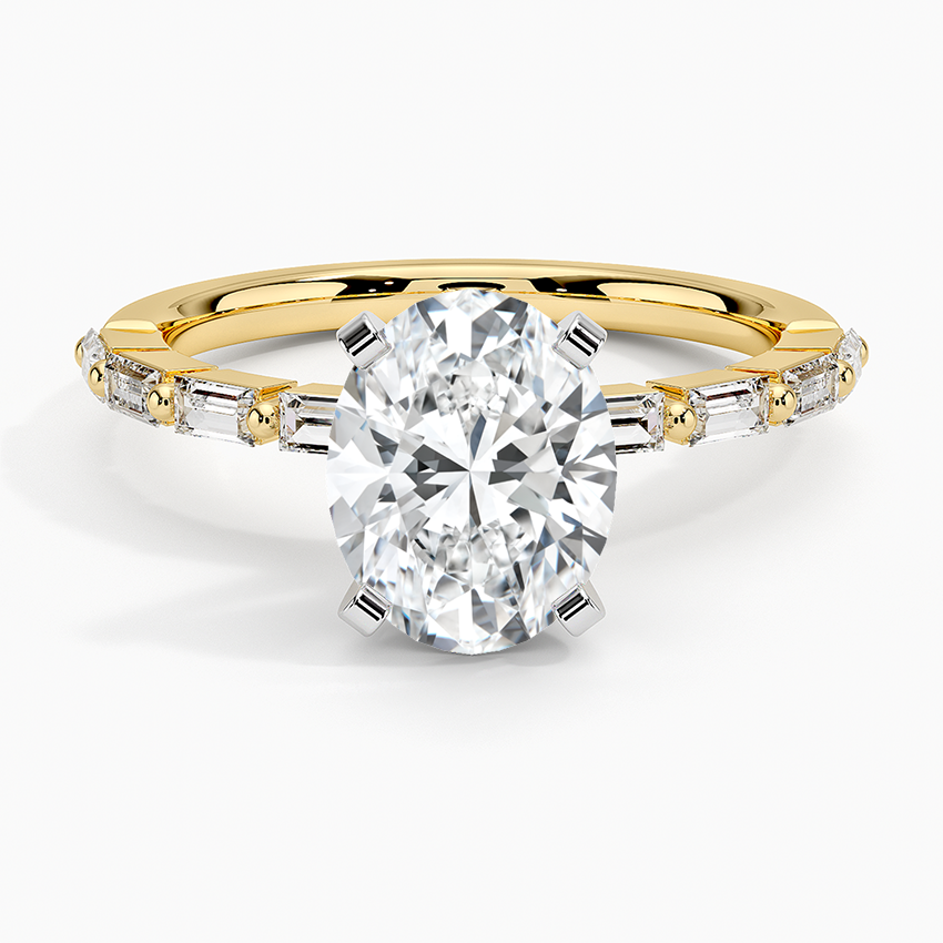 Luz Baguette Mixed Metal Moissanite Engagement Ring-VOOGME