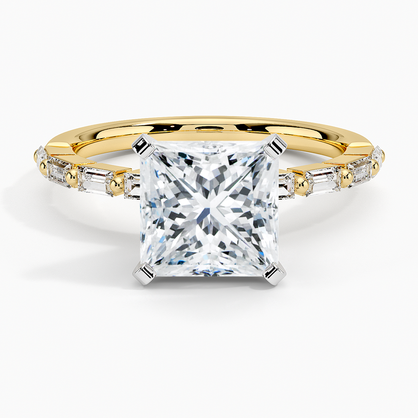 Luz Baguette Mixed Metal Moissanite Engagement Ring-VOOGME