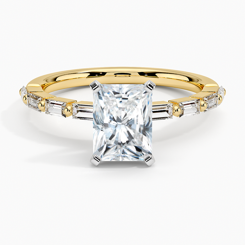 Luz Baguette Mixed Metal Moissanite Engagement Ring-VOOGME