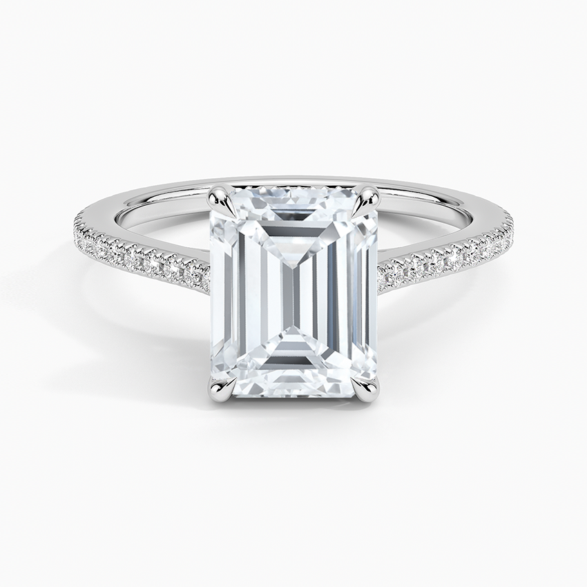 French Pave Moissanite Engagement Ring-VOOGME