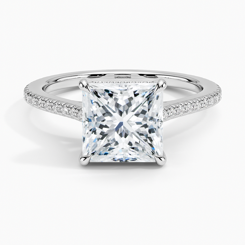 French Pave Moissanite Engagement Ring-VOOGME