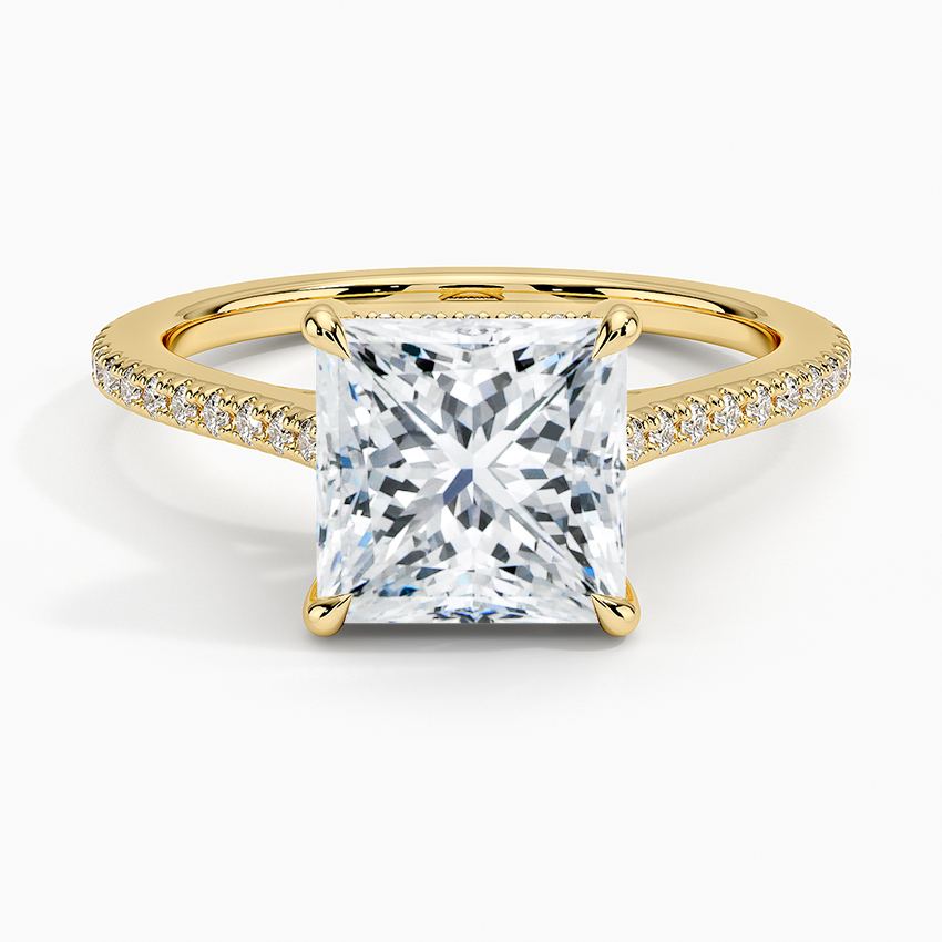 French Pave Moissanite Engagement Ring-VOOGME
