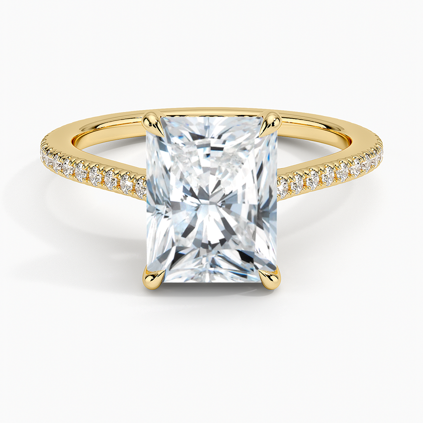 French Pave Moissanite Engagement Ring-VOOGME
