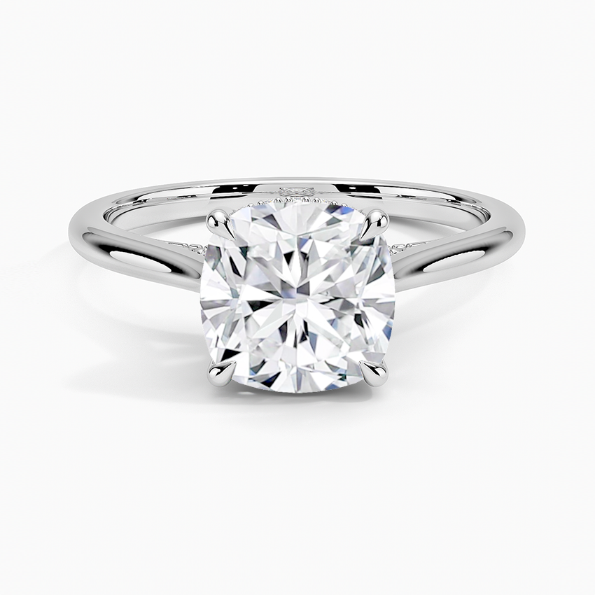Cathedral Hidden Halo Moissanite Engagement Ring-VOOGME