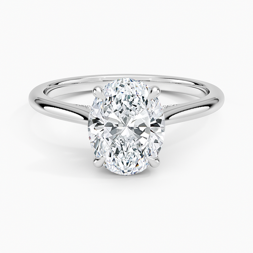 Cathedral Hidden Halo Moissanite Engagement Ring-VOOGME