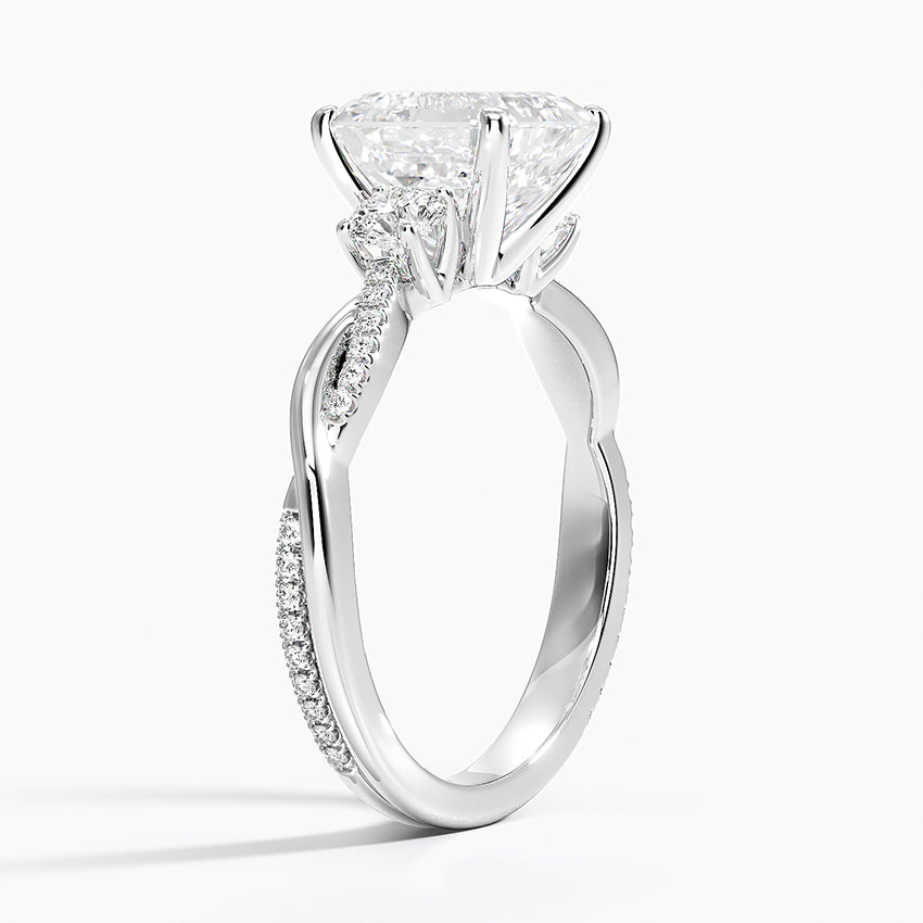 Three Stone Vine Moissanite Engagement Ring-VOOGME