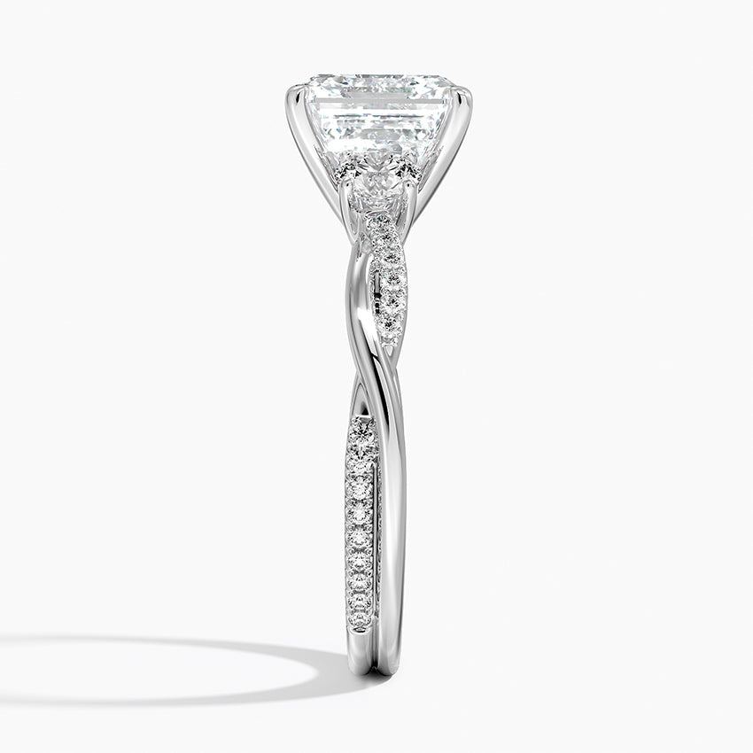 Three Stone Vine Moissanite Engagement Ring-VOOGME