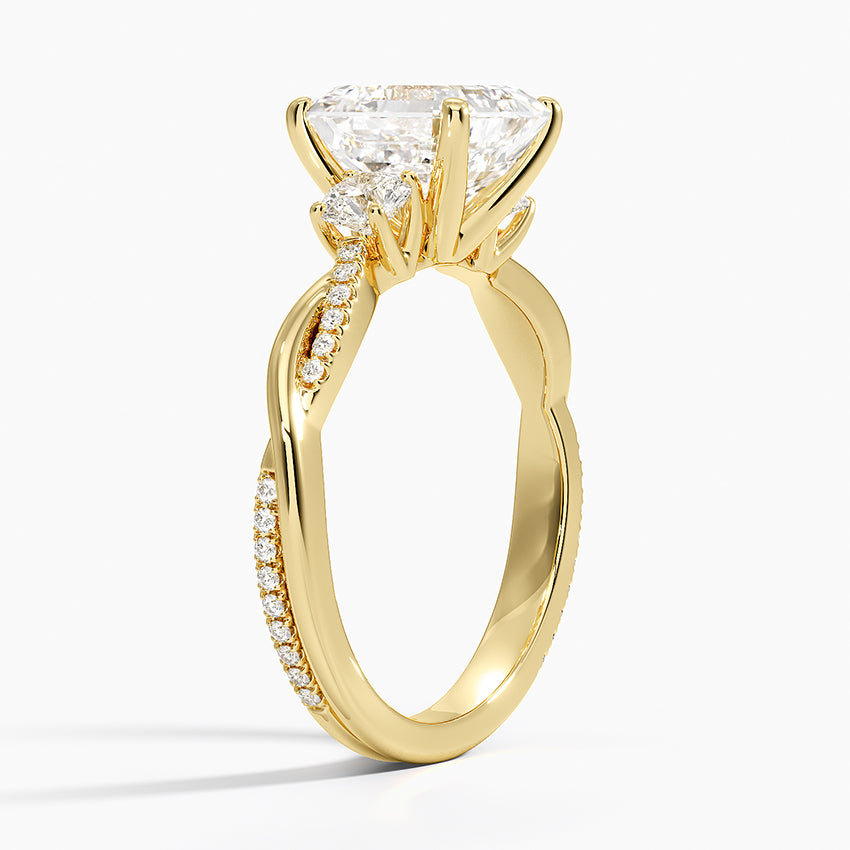 Three Stone Vine Moissanite Engagement Ring-VOOGME