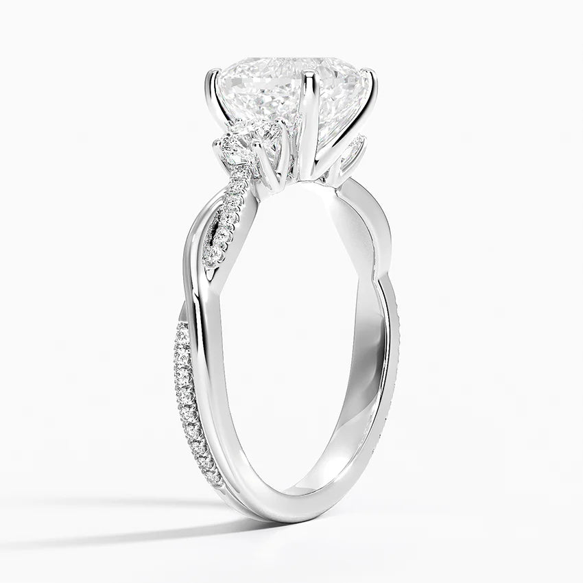Three Stone Vine Moissanite Engagement Ring-VOOGME