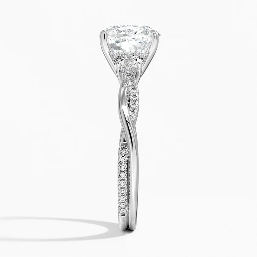 Three Stone Vine Moissanite Engagement Ring-VOOGME