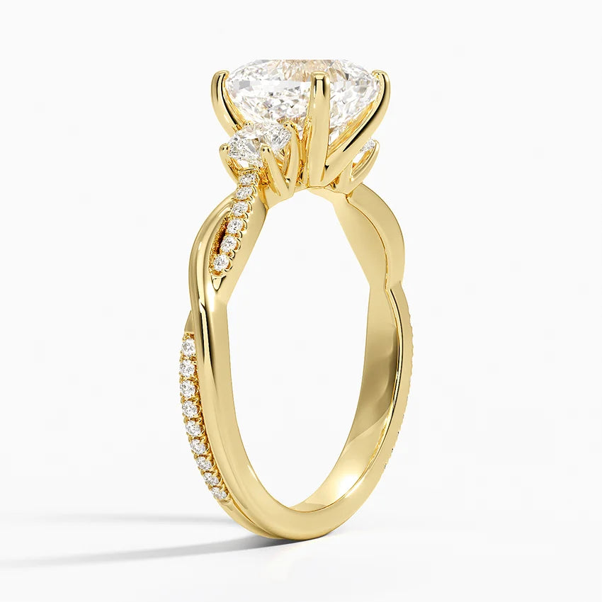 Three Stone Vine Moissanite Engagement Ring-VOOGME
