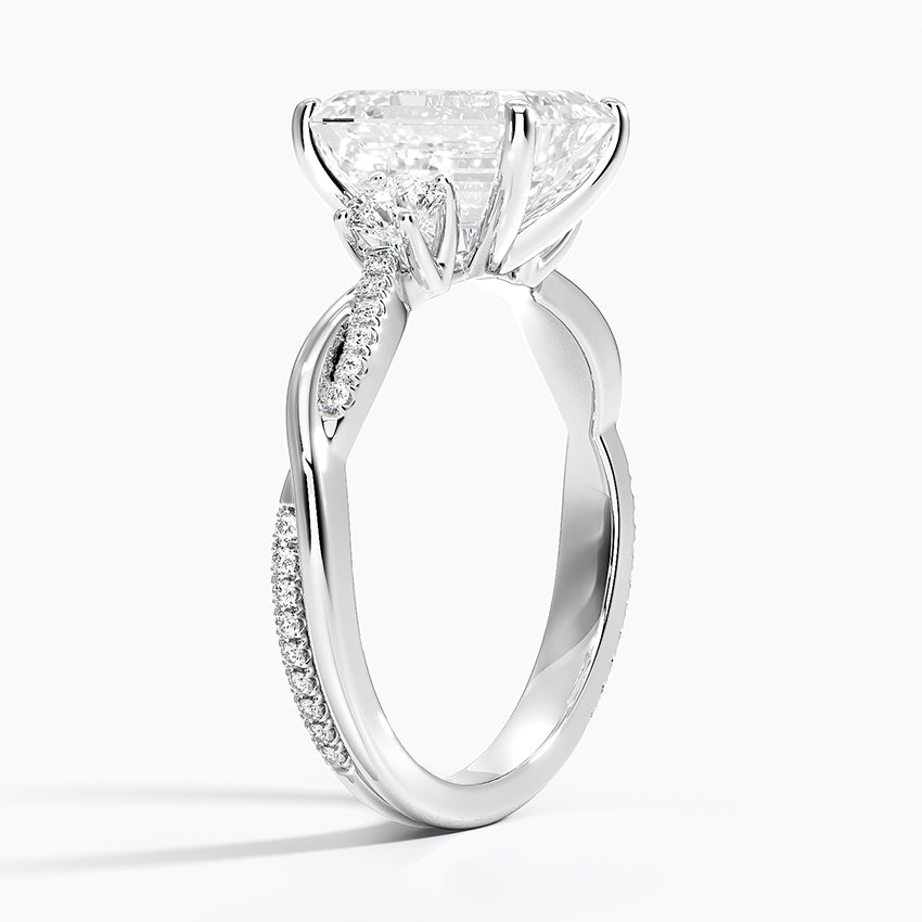 Three Stone Vine Moissanite Engagement Ring-VOOGME