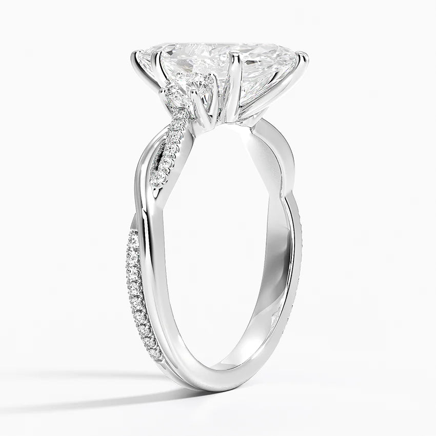 Three Stone Vine Moissanite Engagement Ring-VOOGME