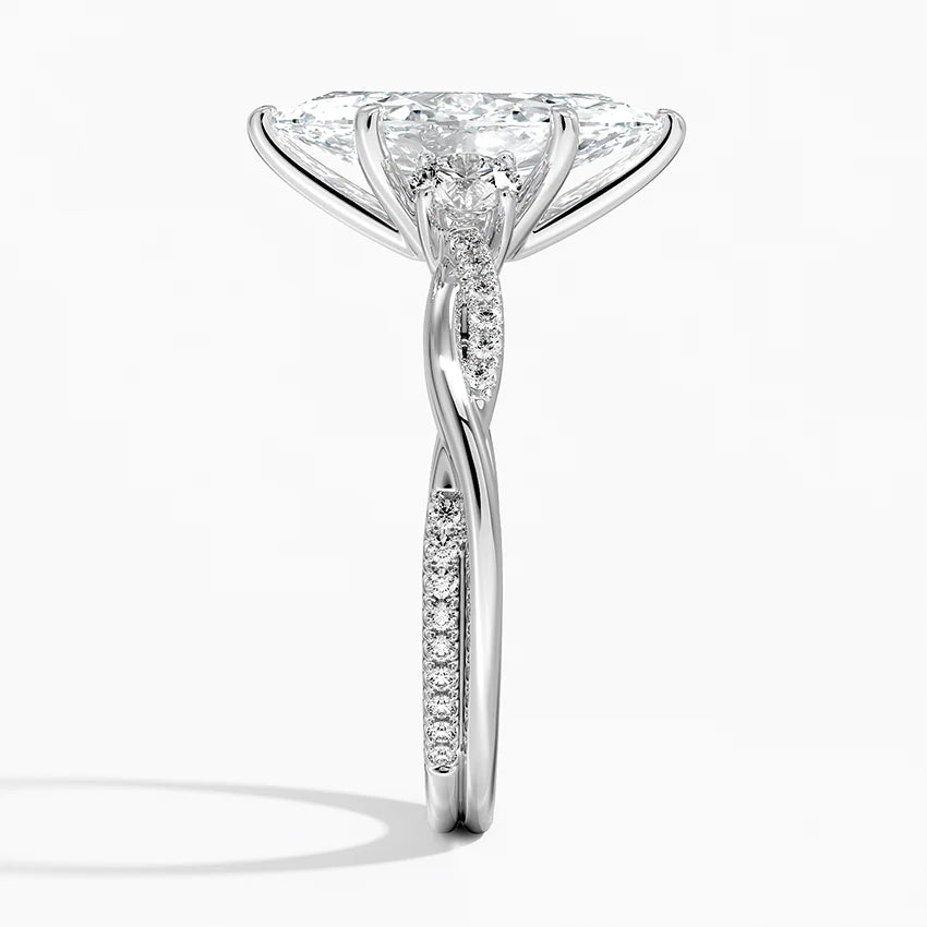 Three Stone Vine Moissanite Engagement Ring-VOOGME